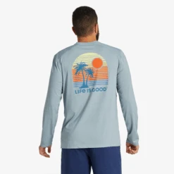 Men's Arched Palm And Sun Long Sleeve Active Tee