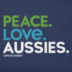 Men's Clean Peace. Love. Aussies. Short SleeveTee -New Navy Shop Mens Clean Peace Love Aussies Short Sleeve CrusherLITE Tee 124750 2 lg