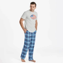 Men's Cool Blue Americana Plaid Classic Sleep Pant -New Navy Shop Mens Cool Blue Americana Plaid Classic Sleep Pant 99813 5 lg