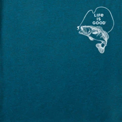 Men's Fish More Stress Less Bass Long Sleeve Active Hooded Tee -New Navy Shop Mens Fish More Stress Less Bass Long Sleeve Active Hooded Tee 99727 4 lg