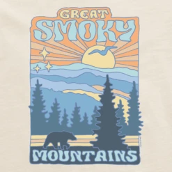Men's Groovy Great Smoky Mountains Poster Short SleeveTee -New Navy Shop Mens Groovy Great Smokey Mountains Poster Short Sleeve Crusher Tee 117089 2 lg