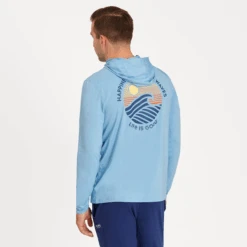 Men's Happiness Sunset Waves Long Sleeve Active Hooded Tee