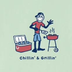 Men's Jake Chillin And GrillinCrusher Tee -New Navy Shop Mens Jake Chillin And Grillin Short Sleeve Crusher Tee 89524 2 lg