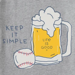 Men's Keep It Simple Quirky Beer Baseball Short SleeveTee -New Navy Shop Mens Keep it Simple Quirky Beer Baseball Short Sleeve Crusher Tee 113773 2 lg