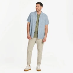 Men's Linear Fish Pattern Camp Shirt -New Navy Shop Mens Linear Fish Pattern Camp Shirt 101947 4 lg