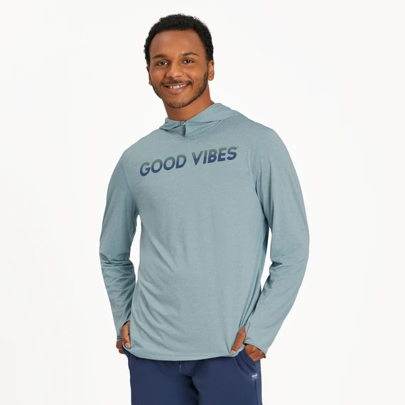 Men's Linear Life Is Good Stack Long Sleeve Active Hooded Tee 5 Men's Linear Life Is Good Stack Long Sleeve Active Hooded Tee - Image 3
