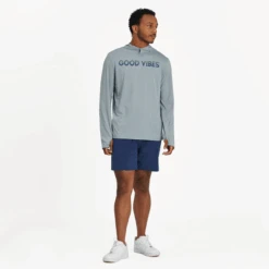 Men's Linear Life Is Good Stack Long Sleeve Active Hooded Tee 15 Men's Linear Life Is Good Stack Long Sleeve Active Hooded Tee -New Navy Shop Mens Linear Life is Good Stack Long Sleeve Active Hooded Tee 89595 7 lg