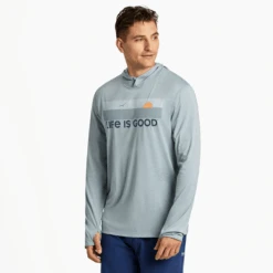 Men's Linear Oceanview Long Sleeve Active Hooded Tee