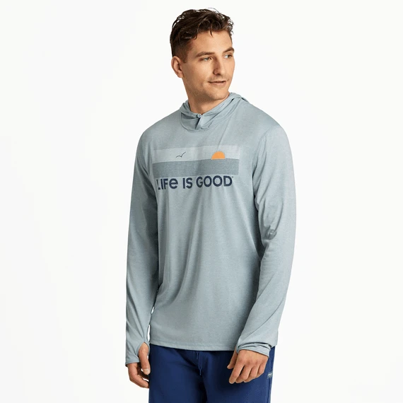 Men's Linear Oceanview Long Sleeve Active Hooded Tee 3 Men's Linear Oceanview Long Sleeve Active Hooded Tee