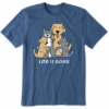 Men's Loving Dog Family Short SleeveTee -New Navy Shop Mens Loving Dog Family Short Sleeve CrusherLITE Tee 90945 1 lg