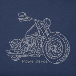 Men's Mobile Device Line Drawing Motorcycle Short Sleeve Tee -New Navy Shop Mens Mobile Device Line Drawing Motorcycle Crusher Lite Tee 77267 2 lg