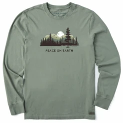 Men's Peace On Earth Evergreen Silhouette Long Sleeve Crusher Tee