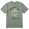 Men's Peace On Earth Mushrooms Short SleeveTee -New Navy Shop Mens Peace on Earth Mushrooms Short Sleeve CrusherLITE Tee 106679 1 lg