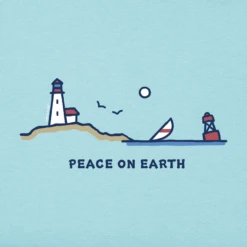 Men's Peace On Earth Ocean VistaCrusher Tee -New Navy Shop Mens Peace on Earth Ocean Vista Short Sleeve Crusher Tee 106463 2 lg