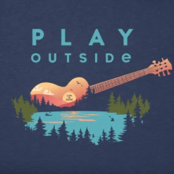 Men's Play Outside Guitar SunriseCrusher Tee -New Navy Shop Mens Play Outside Guitar Sunrise Short Sleeve Crusher Tee 97689 2 lg