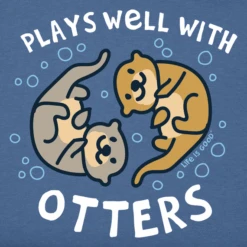 Men's Plays Well With Otters Short SleeveTee -New Navy Shop Mens Plays Well With Otters Short Sleeve CrusherLITE Tee 104456 2 lg