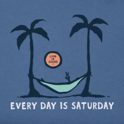 Men's Saturday Hammock Palms Short SleeveTee -New Navy Shop Mens Saturday Hammock Palms Short Sleeve Crusher Tee 93411 2 lg