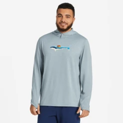 Men's Sharkscape Long Sleeve Active Hooded Tee