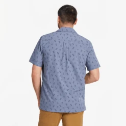 Men's Simple Palm Pattern Camp Shirt -New Navy Shop Mens Simple Palm Pattern Camp Shirt 101946 3 lg