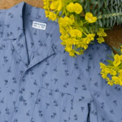 Men's Simple Palm Pattern Camp Shirt -New Navy Shop Mens Simple Palm Pattern Camp Shirt 101946 6 lg