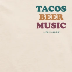 Men's Tacos Beer Music Short SleeveTee -New Navy Shop Mens Tacos Beer Music Short Sleeve CrusherLITE Tee 100446 2 lg