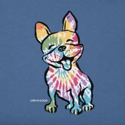 Men's Tie Dye French Bull DogCrusher Tee -New Navy Shop Mens Tie Dye French Bull Dog Short Sleeve Crusher Tee 103569 2 lg