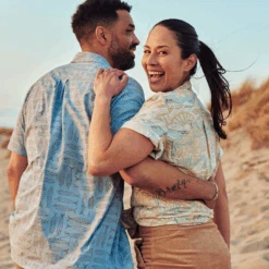 Men's Trippy Landscape Pattern Camp Shirt -New Navy Shop Mens Trippy Landscape Pattern Camp Shirt 101945 11 lg