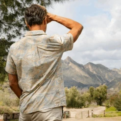 Men's Trippy Landscape Pattern Camp Shirt -New Navy Shop Mens Trippy Landscape Pattern Camp Shirt 101945 6 lg