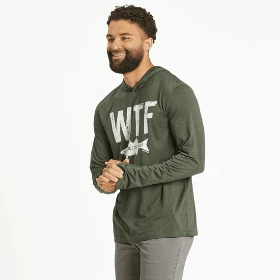 Men's WTF Long Sleeve Active Hooded Tee 3 Men's WTF Long Sleeve Active Hooded Tee