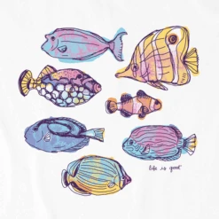 Men's Watercolor Tropical Fish Short SleeveTee -New Navy Shop Mens Watercolor Tropical Fish Short Sleeve CrusherLITE Tee 101453 2 lg