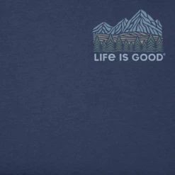 Men's Woodblock Mountains Short SleeveTee -New Navy Shop Mens Woodblock Mountains Short Sleeve Crusher Tee 115938 2 lg