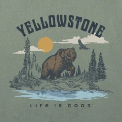 Men's Yellowstone Grizzly SceneCrusher Tee -New Navy Shop Mens Yellowstone Grizzly Scene Short Sleeve Crusher Tee 97165 2 lg