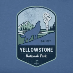 Men's Yellowstone Wolf BadgeCrusher Tee -New Navy Shop Mens Yellowstone Wolf Badge Short Sleeve Crusher Tee 97478 2 lg